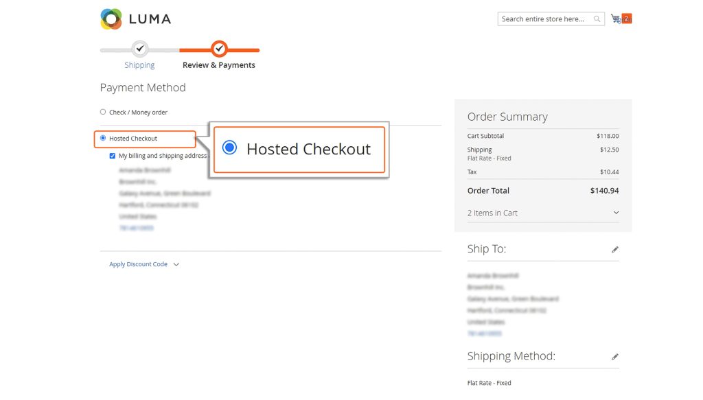 Title displayed in Checkout page.