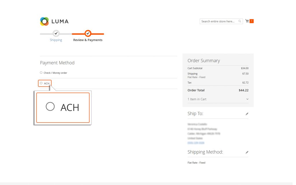 Title displayed in Checkout page.