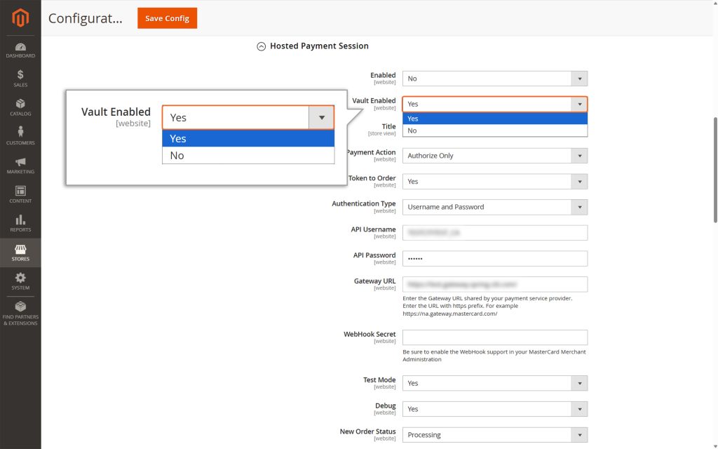 Enable Vault for customers to have the option to save their payment information which is encrypted by Mastercard Gateway and securely stored in a digital “Vault”.