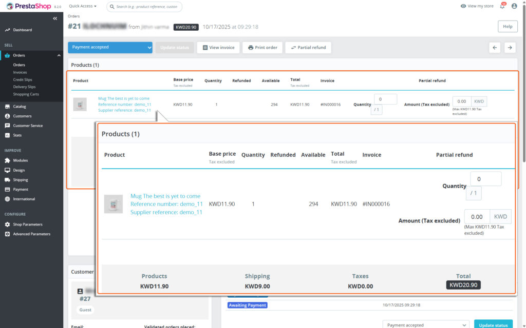 Entering the Refund Amount