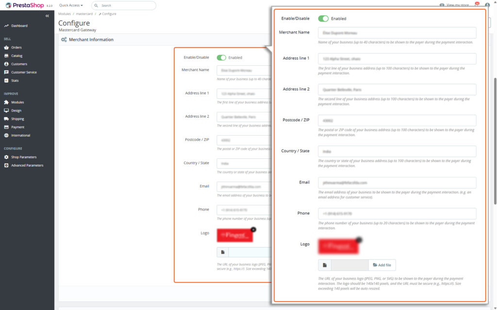 Image highlighting Merchant Information
