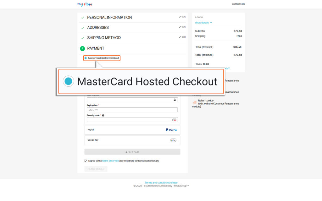 ”Title” displayed in Checkout page